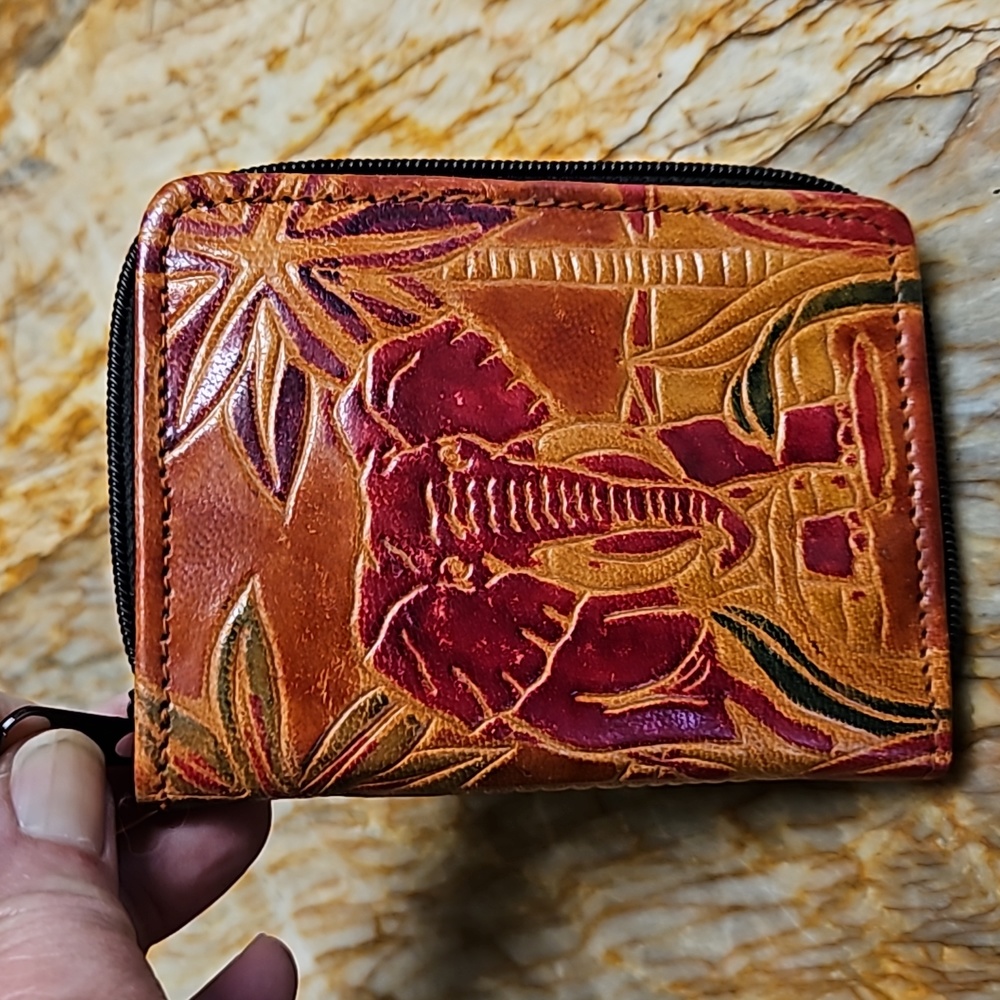 Leather Safari Elephant Wallet